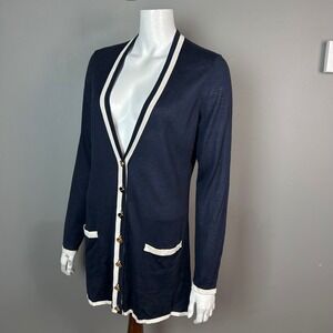 Magaschoni Long Cardigan Sweater Medium Cashmere Brass New England Coastal